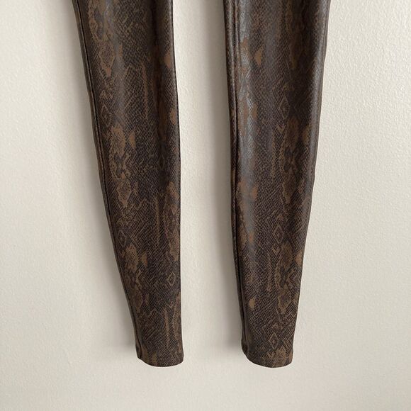 Spanx Leggings Faux Leather Snakeskin Print Brown Pull On Womens Size Small - Picture 4 of 9